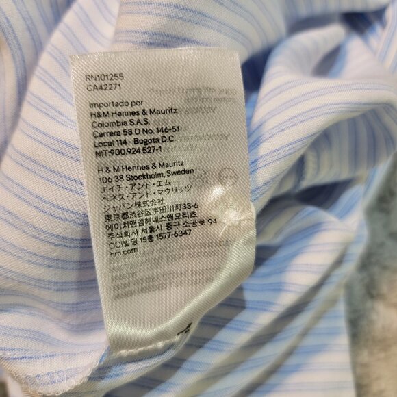 H&M Womens Blue and White Striped Tunic Size 2 100% Viscose - Picture 13 of 15